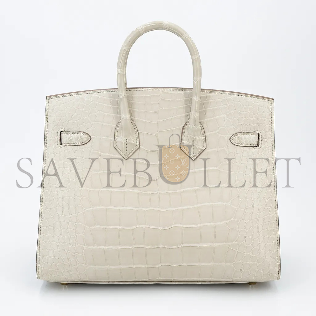 H**mes master birkin 30 crocodile leather milkshake white silver buckle h041367cka6 (30*22*16cm)